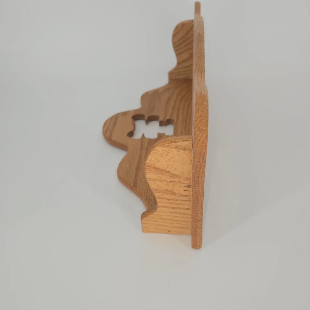 Vintage Oak Wood Teddy Bear Cutout Wall Book Shelf Nursery Decor 18 in Country
